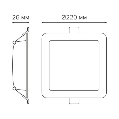 Светильник светодиодный Elementary Downlight 26Вт 4000К 2250лм 170-260В IP20 220х26 квадрат монтаж бел. GAUSS 998520224 фото 5