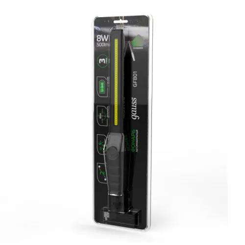 Фонарь автомобильный аккумуляторный GFL 8Вт 500лм IP40 аккум. Li-ion 2100мА.ч диммир. GAUSS GF801 фото 6