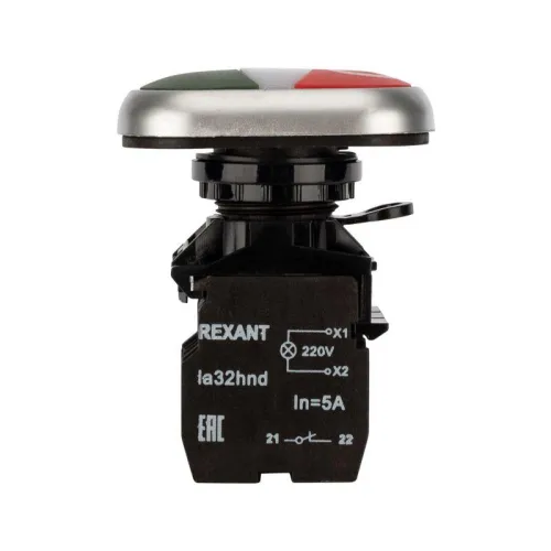 Кнопка LA32 красно-зел. "Пуск-Стоп" с подсветкой NO+NC Rexant 36-5542 фото 4