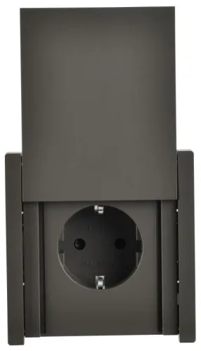 Розетка СП FORTE&PIANO16А IP44 FP319 с заземл. защ. шторки с крышкой безвинт. крепл. сер. IEK FP-R16-16-1-44-K03 фото 2