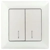 Выключатель 2-кл. СП Solo 4-105-06 10А 250В IP20 с подсветкой перламутр Intro Б0053598