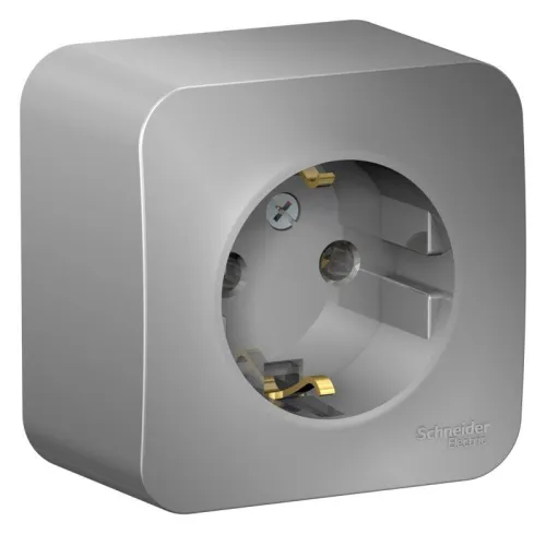 Розетка 1-м ОП Blanca 16А IP20 250В с заземл. без защ. шторок с изолир. пластиной алюм. SE BLNRA010113 фото 2