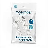 Удлинитель 3х7м с заземл. 16А IP20 3.5кВт ПВС 3х1 бел. DOMTOK 2393