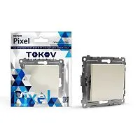 Переключатель проходной 1-кл. СП Pixel 10А IP20 механизм беж. TOKOV ELECTRIC TKE-PX-P1-C02