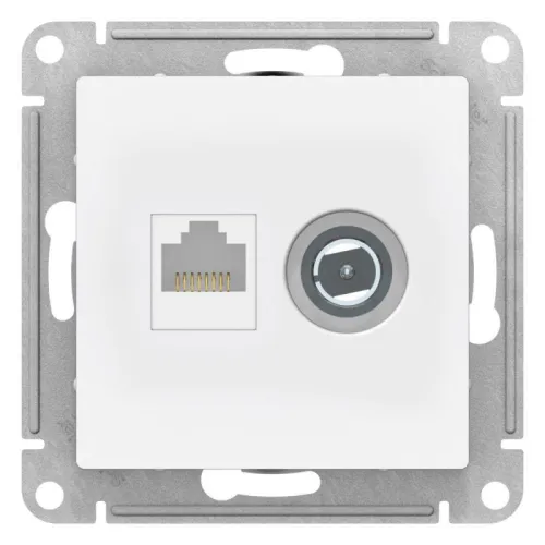 Розетка компьютерная + телевизионная 2-м AtlasDesign RJ45 кат.5E лотос SE ATN001389 фото 3