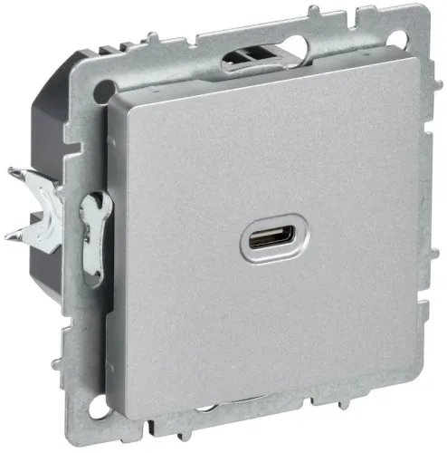 Розетка СП BRITE USB C 65Вт высокоскор. заряд. РЮ12-1-БрА алюм. IEK BR-U13-065-K47