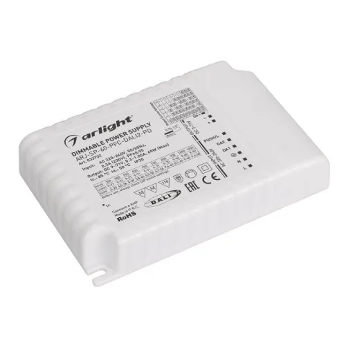 Блок питания ARJ-SP-60-PFC-DALI2-PD (60Вт 9-71В 0.35-1.05А) IP20 пластик Arlight 033732