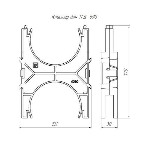 Кластер наборный двухсторонний для двустен. труб d90мм Промрукав PR13.02387 фото 4