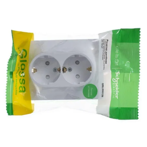 Розетка 2-м СП Glossa 16А IP20 с заземл. защ. шторки в сборе бел. SE GSL000126 фото 2