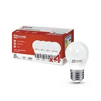 Лампа светодиодная LED-ШАР-VC 4PACK 8Вт 230В E27 4000К 760лм (уп.4шт) IN HOME 4690612047867