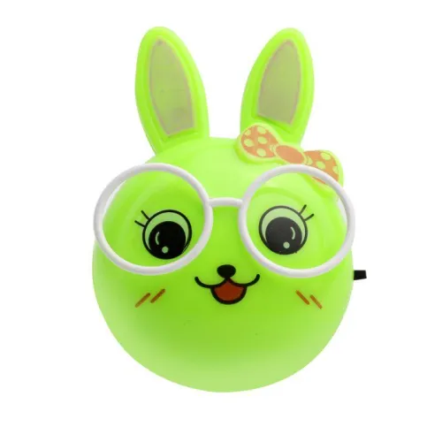 Светильник светодиодный NL-241 "Зайцы очкарики" 220В ночник с выкл. зел. Camelion 13816 фото 2