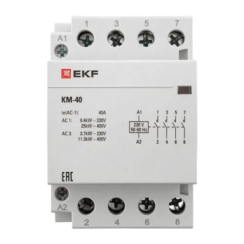 Контактор модульный КМ 40А 4NО (3 мод.) EKF km-3-40-40 фото 5