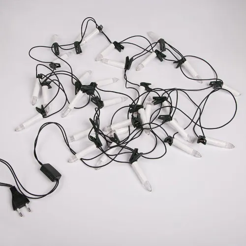 Гирлянда светодиодная "Свечи" 4м 20LED тепл. бел. 2Вт IP20 провод ПВХ темн. зел. Neon-Night 303-083 фото 2