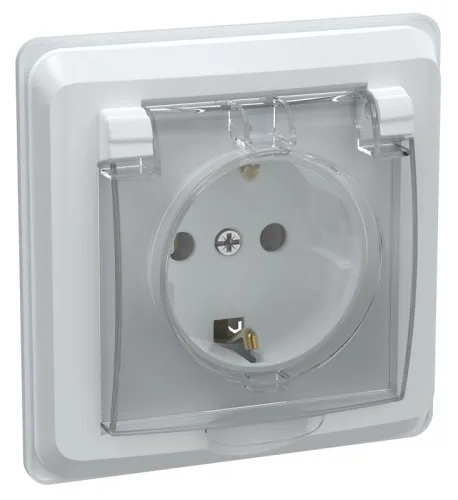 Розетка 1-м СП Вега РСбш10-3-ВБ 16А IP44 с заземл. защ. шторки с крышкой бел. GENERICA ERV16-K01-16-DM
