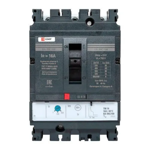 Выключатель автоматический 3п 100/16А 36кА ВА-99C Compact NS PROxima EKF mccb99C-100-16 фото 6