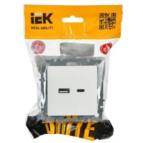 Розетка BRITE USB A+C 18Вт РЮ11-1-БрБ механизм бел. IEK BR-U22-018-K01 фото 7