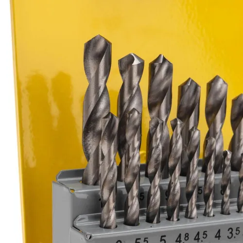 Набор сверл по металлу 1-10мм (через 0.5мм; 3.2мм; 4.8мм) HSS цилиндрический хвостовик метал. кейс (уп.21шт) Kranz KR-91-0638 фото 3