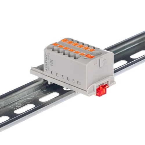 Блок распределительный зажим push-in 1 ввод 6кв.мм 12 точек подключения 25кв.мм красн. DKC DTP1-112-104SPUR фото 2