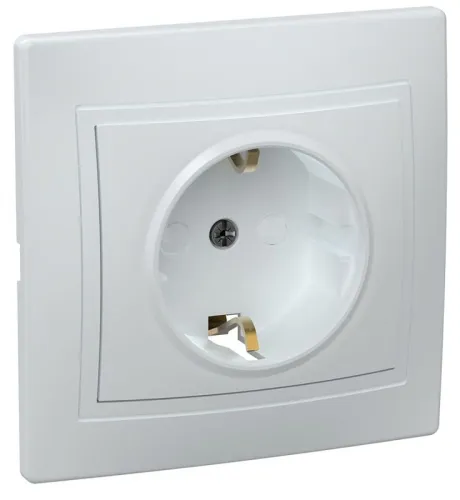 Розетка 1-м СП Кварта РСш10-3-КБ 16А IP20 с заземл. защ. шторки керамика бел. GENERICA ERK14-K01-16-K