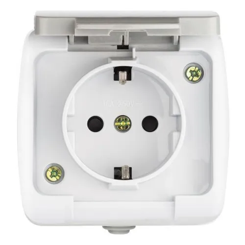 Розетка 1-м ОП Мурманск 16А IP54 с заземл. защ. шторки с крышкой сер. EKF EFR16-029-30-54 фото 5