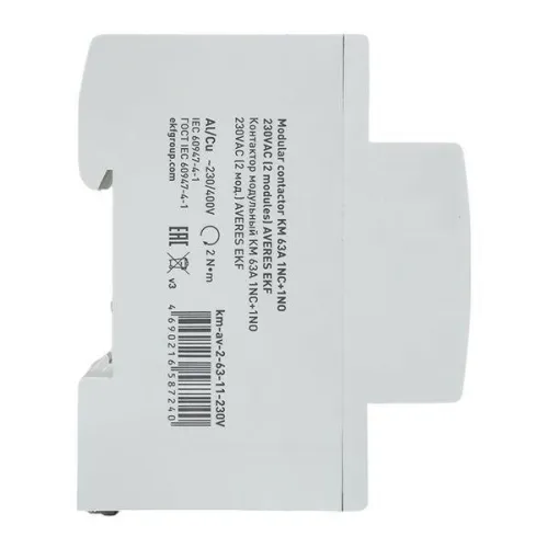 Контактор модульный КМ 63А 1NC+1NO 230В AC (2 мод.) AVERES EKF km-av-2-63-11-230V фото 3