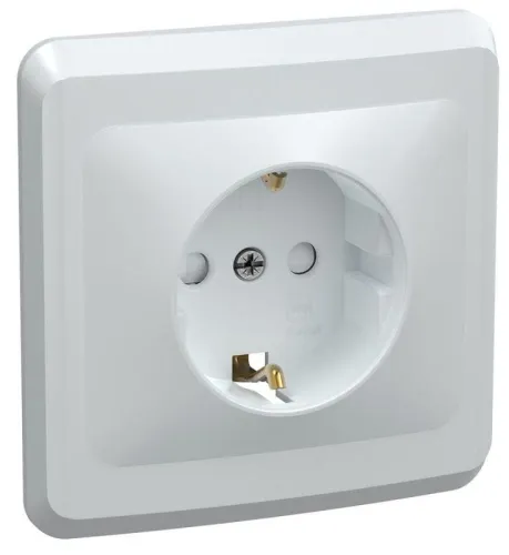 Розетка 1-м СП Вега РСш10-3-ВБ с заземл. контактом и защ. штор 16А бел. GENERICA ERV14-K01-16-DM