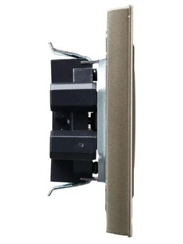 Розетка 2-м СП BRITE РСш12-2-БрШ 10А в сборе без заземл. защ. шторки шампань IEK BR-R23-10-K37-F фото 3