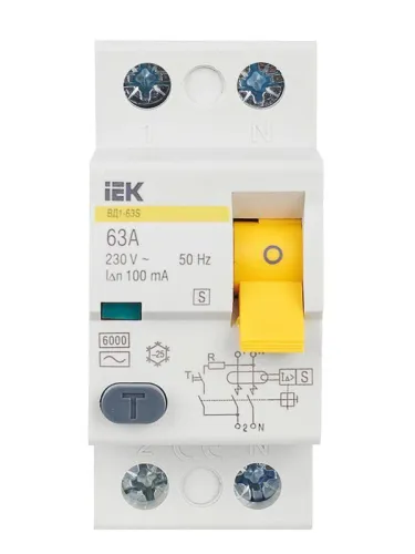 Выключатель дифференциального тока (УЗО) 2п 63А 100мА тип ACS ВД1-63S KARAT IEK MDV12-2-063-100 фото 2
