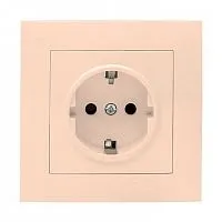 Розетка 1-м СП Валенсия 16А IP20 с заземл. защ. шторки крем. PROxima EKF EWR16-028-20