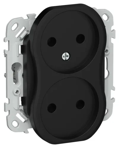 Розетка 2-м СП FLITE РС02-1-ФлЧ 10А без заземл. без защ. шторок безвинтовое крепление механизм черн. IEK FI-R20-10-1-K02