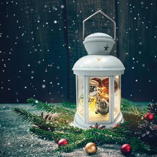 Фонарь декоративный 12х12х20.6см с шариками тепл. бел. свечение корпус бел. Neon-Night 513-062 фото 6