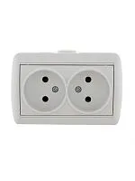 Розетка 2-м ОП Nata 16А IP20 без заземл. керамика бел. LEZARD 710-0200-128