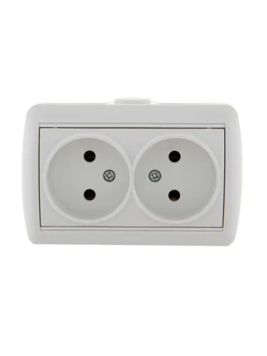Розетка 2-м ОП Nata 16А IP20 без заземл. керамика бел. LEZARD 710-0200-128