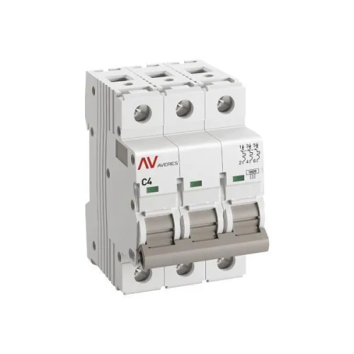 Выключатель автоматический модульный 3п C 4А 10кА AV-10 AVERES EKF mcb10-3-04C-av фото 2