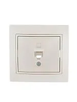 Розетка компьютерная 1-м СП Mira RJ45 16А IP20 со вставкой жемчуж./бел. перламутр. LEZARD 701-3030-139