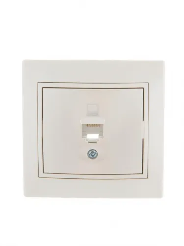Розетка компьютерная 1-м СП Mira RJ45 16А IP20 со вставкой жемчуж./бел. перламутр. LEZARD 701-3030-139