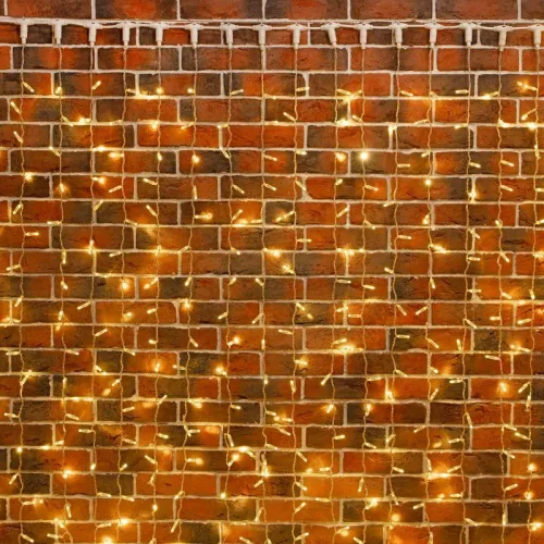 Гирлянда светодиодная "Занавес" 2х9м 1200LED тепл. бел. 230В IP65 эффект мерцания провод ПВХ прозр. соединяется нужен шнур 303-500-1 Neon-Night 235-696 фото 2