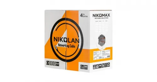 Кабель U/UTP 4 пары кат.5e (класс D) тест по ISO/IEC 100МГц ож BC (уп.305м) NIKOLAN NKL 4100C-BK фото 2