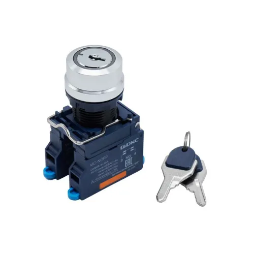 Головка переключателя с ключом на 2 положения с фиксацией стандартная ручка алюм. черн. DKC M22S-KL2A фото 8