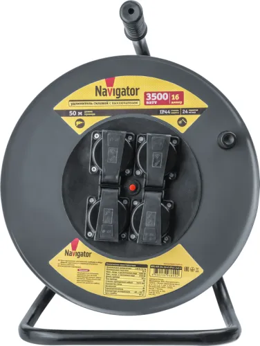 Удлинитель на катушке 4х50м с заземл. 16А IP44 КГ 3х2.5 NPE-RM-04-50-E-IP44-3x2.5 NAVIGATOR 93899 фото 2