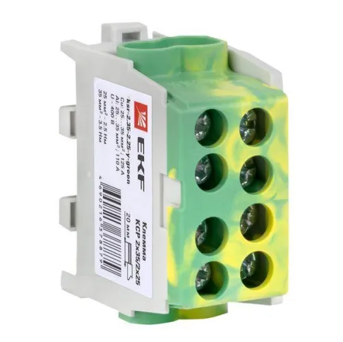 Клемма распределительная КСР с двойн. винтом 2х35/2х25 желт./зел. PROxima EKF ksr-2.35-2.25-y-green