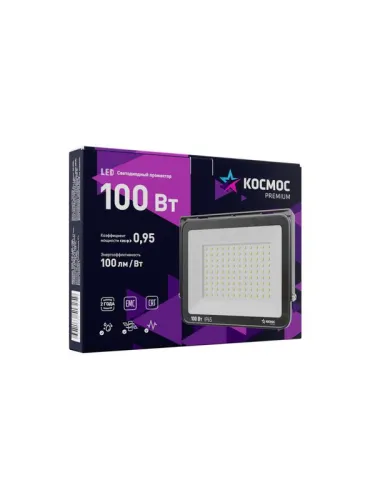 Прожектор светодиодный PREMIUM 100Вт 6500К 10000лм IP65 КОСМОС KOS_PR_LED_100 фото 4