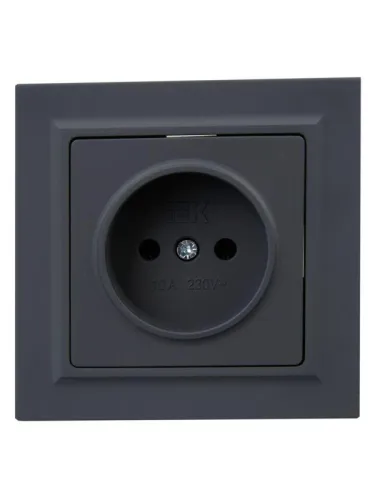 Розетка СП BRITE РСР10-1-0-БрГ 10А в сборе без заземл. без защ. шторок графит IEK BR-R10-10-K53-F фото 2