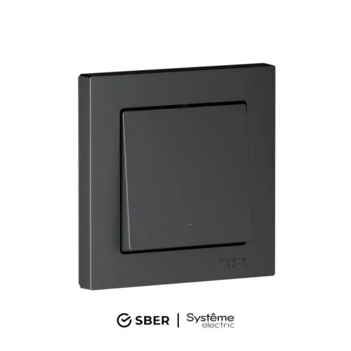 Выключатель 1-кл. AtlasDesign Smart 10А (сх. 1) L+N с подсветкой Zigbee механизм карбон SE ATN001013Z