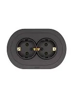 Розетка 2-м СП OSEN с заземл. ПБТ круглая механизм черн. бархат LEZARD 744-4200-127B