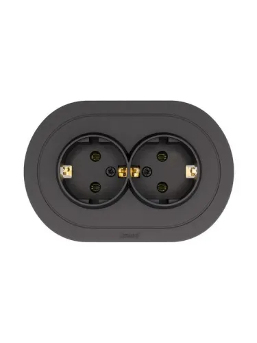 Розетка 2-м СП OSEN с заземл. ПБТ круглая механизм черн. бархат LEZARD 744-4200-127B