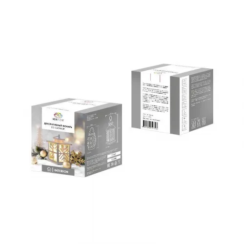 Фонарь декоративный 12х12х18см тепл. бел. со свечкой со снежинкой корпус бел. Neon-Night 513-043 фото 4