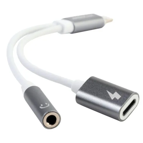 Адаптер звук+зарядка ELX-CSA01-C01 Lightning 2 Lightning-3.5мм 8см блистер бел. ERGOLUX 15290 фото 3