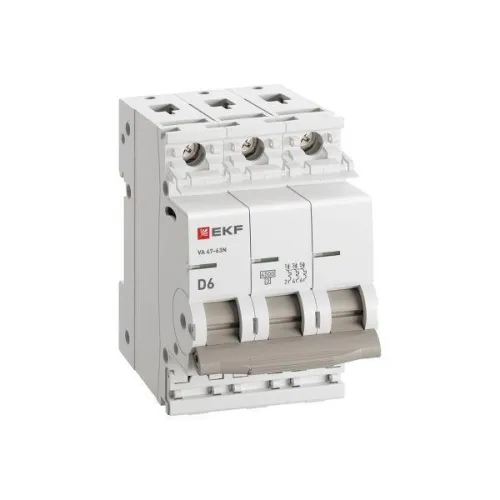 Выключатель автоматический 3п D 6А 4.5кА ВА 47-63N PROxima EKF M634306D фото 4