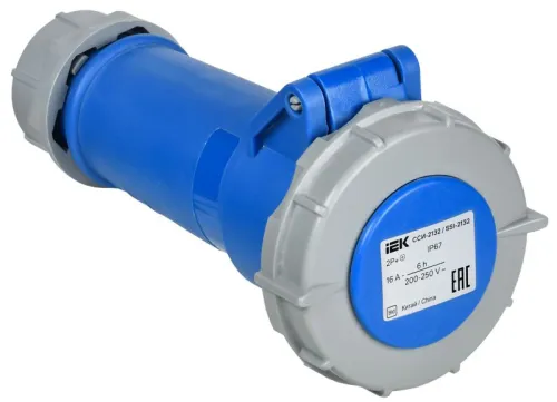 Розетка переносная ССИ-2132 16А 3п 2P+PE 6ч 220В IP67 IEK PSR21-016-3-0-67